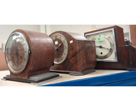 Two 1930's striking mantle clocks and one chiming mantle clock (one no glass).