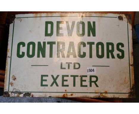 Another enamel sign for Devon Contractors, size 12” x 18”