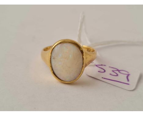 A OPAL GENTS SIGNET RING 18CT GOLD SIZE S -6.4 GMS 