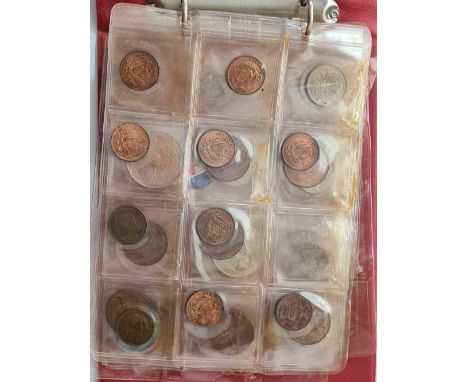 Red album of GB coins silver and other medals (50+)