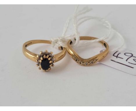 Two dress rings both 9ct and size K - 3.7 gms 