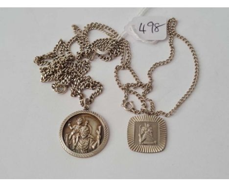 Two silver st Christopher pendant/necklaces - 24 gms 