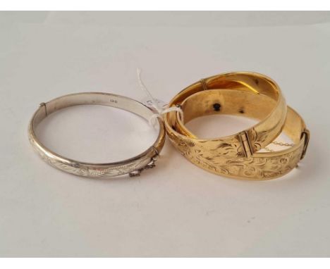 Two vintage 9ct metal core bracelets and one silver example 