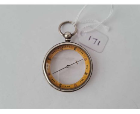 Large silver Victorian compass, diameter 35mm without pendant loop, hallmarked London 1895          