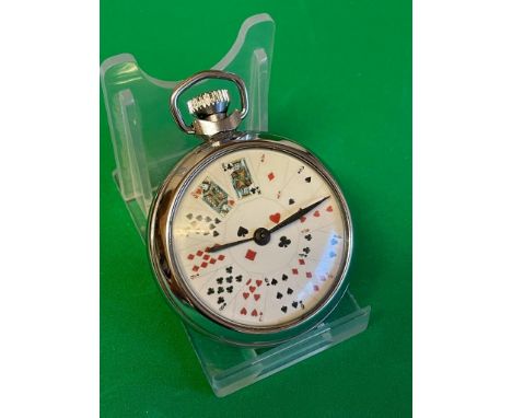 Vintage pocket watch playing card dial Working 