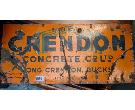 Another enamel sign for Cremdon Concrete, size 10” x 21”