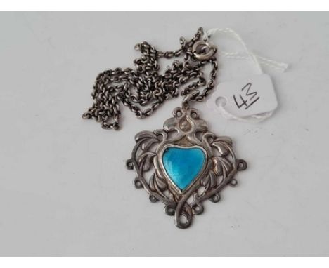 ART NOUVEAU SILVER AND ENAMEL PENDANT (POSSIBLY CHILD AND CHILD ) AND CHAIN