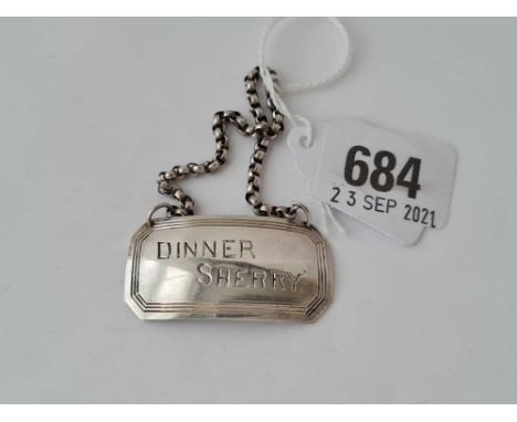 A wine ticket for dinner sherry with chain - London 1923 