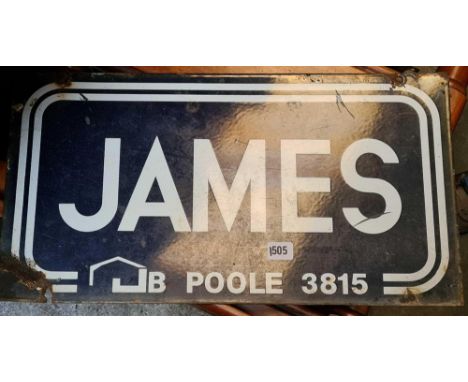 An enamel sign for James of Poole, size 12” x 22”
