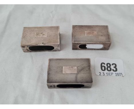 A set of three match box holders with engine turned decoration - London 1932 