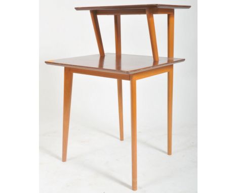 Peter Hayward for Vanson - A retro mid 20th century walnut two tier side table / nightstand bedside / telephone table having 