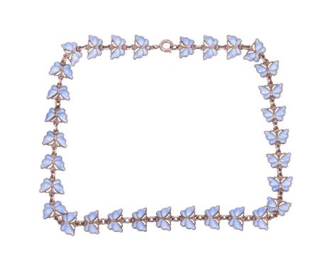 A Danish enamelled butterfly choker necklace, by Volmer Bahner c. 1962 - 1987, comprising a series of butterfly-shaped links 