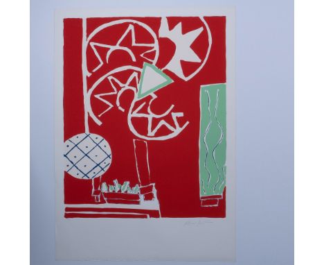 A vibrant original silkscreen on watermarked BFK Rives paper entitled Flowers 3 by painter Knox Martin. Hand inscribed artist
