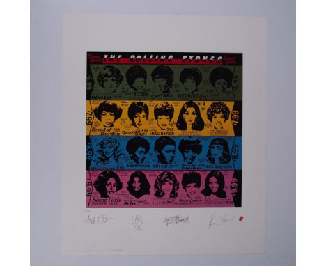 An original color lithograph on wove paper of the Rolling Stones album Some Girls, printed in 1994. Band members signatures i