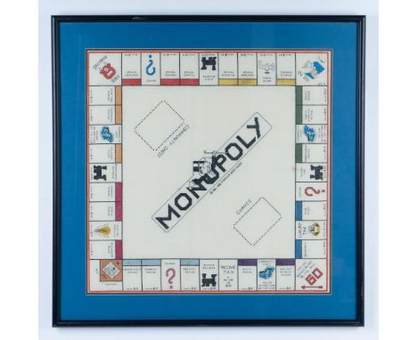 Awesome original Monopoly cross-stitch game board framed in a Neo-Pop wall art style. Housed in a black wooden frame with an 