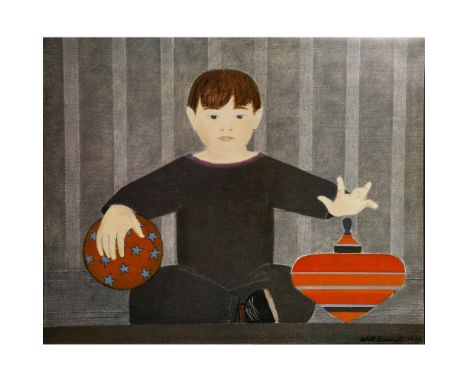 Offset Lithograph titled Boy With Red Top. Sight size 28" x 23"