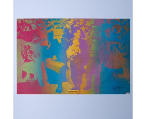 A vintage original colorful split fountain technique lithograph poster on paper entitled Our Gang by contemporary artist Pete
