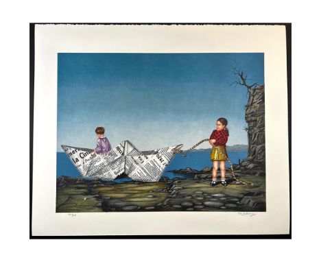 Lithograph titled Toy Boat Signed lower right numbered 140/200 Sight size 27.5" x 23"