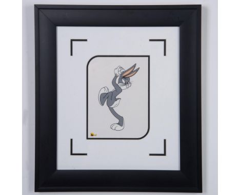 A full color serigraph cel of Warner Bros Looney Tunes iconic character Bugs Bunny, depicted in a baseball throwing stance, a