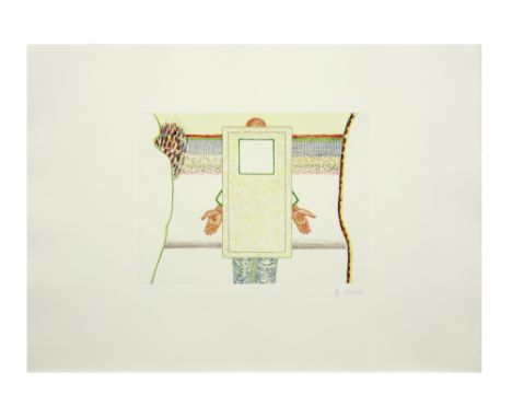 Roger Raveel signed color etching || RAVEEL ROGER (1921 - 2013) kleurets n° 26/100 : "Zie de mens"  -  29,5 x 39,5 getekend