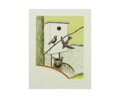 Roger Raveel signed etching in colors || RAVEEL ROGER (1921 - 2013) kleurets n° 8/100 : "Geluk en gevaar"  -  39 x 30 geteken