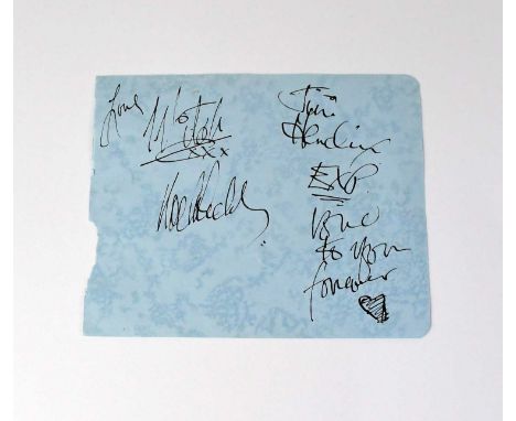 JIMI HENDRIX; an autograph book page bearing the signatures of Jimi Hendrix, Noel Redding and Mitch Mitchell.Condition Report