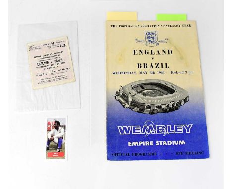 PELE; an England v Brazil 1963 programme, bearing the signatures of Pele, Bobby Charlton, Bobby Moore, Ray Wilson and other E