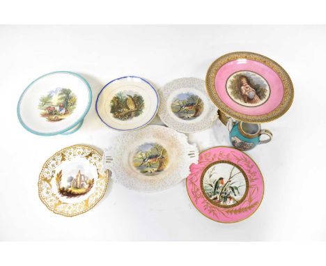 A quantity of 19th century plates, some matching, to include Davenport, James Muggleton, Improved Ironstone China, Ashworth B