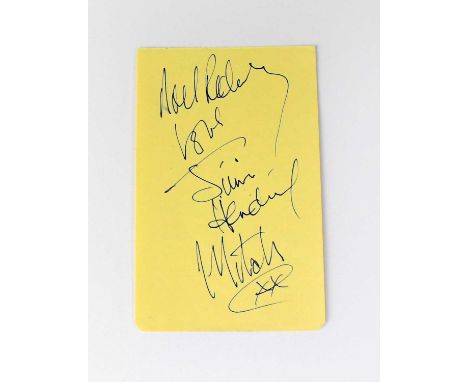 JIMI HENDRIX; an autograph book page bearing the signatures of Jimi Hendrix, Noel Redding and Mitch Mitchell.Condition Report