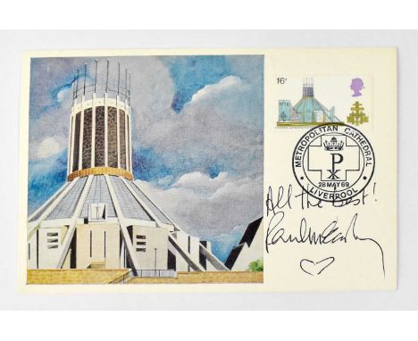 PAUL MCCARTNEY; a first day cover for Liverpool Metropolitan Cathedral bearing the artist's signature.Condition Report: We ha