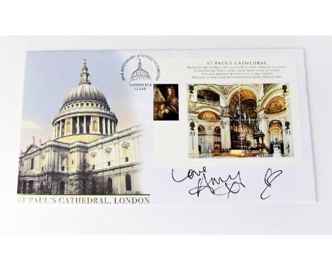 AMY WINEHOUSE; a first day cover bearing the artist's signature.Condition Report: We have not authenticated these signatures,