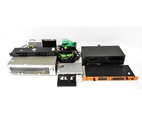 A quantity of various hi-fi equipment and electric guitar equipment, various makes to include a Nad stereo cassette deck 6220