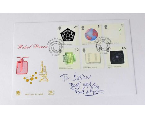 BOB DYLAN; a 'Nobel Prizes' first day cover bearing the artist's signature.Condition Report: We have not authenticated these 