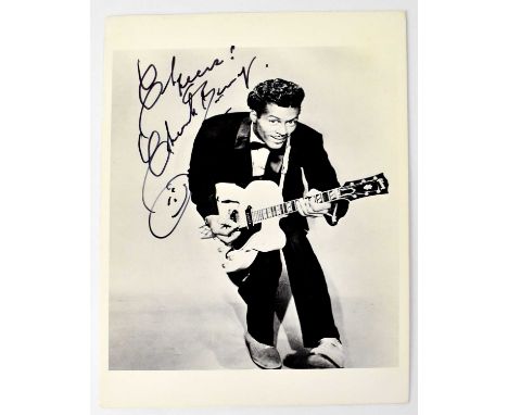 CHUCK BERRY; a black and white promotional postcard bearing the singer's signature.  Condition Report: We have not authentica