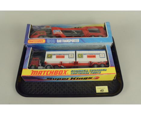 Two boxed Matchbox Super Kings vehicles, 'K-10 Transporter' and 'Scammell Crusader'