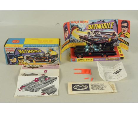 A Corgi Toys No 267 first issue Batmobile with original box and diorama (all flaps intact) with instructions and missiles, in