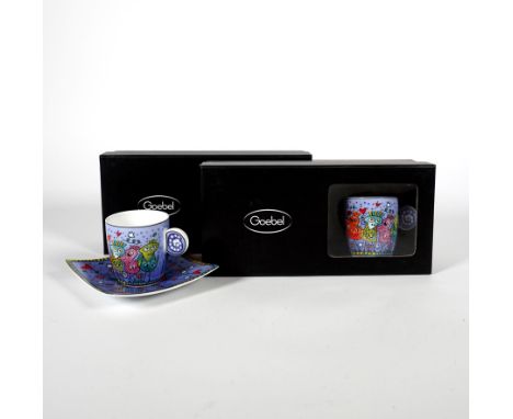 ESPRESSOTASSEN MIT UNTEREN,Satz von 2, Porzellanmanufaktur Goebel, Serie Artis Orbis/James Rizzy, je orig. Karton, Stempelmar