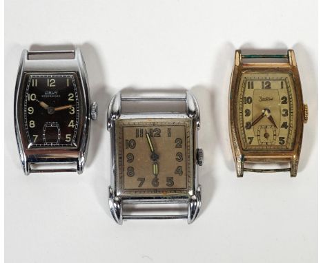 UHREN, Konvolut von 3, Art Deco Epoche,versch Hersteller ua Zenith und Osus, Edelstahlgehäuse, 1x vergoldet (dieses berieben)