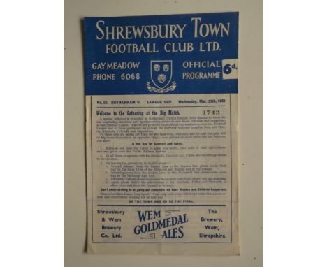 Semi-Final programme from the first season that the League Cup was competed. Very slight fold