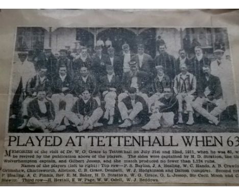 This is the original slate printing plate used by a Midlands Newspaper to profuce the picture of WG Grace playing at Tetteenh