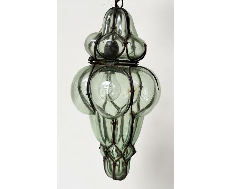 VENETIAN HALL LANTERN, mid 20th century multi-lobed and iron bound, 43cm H. 