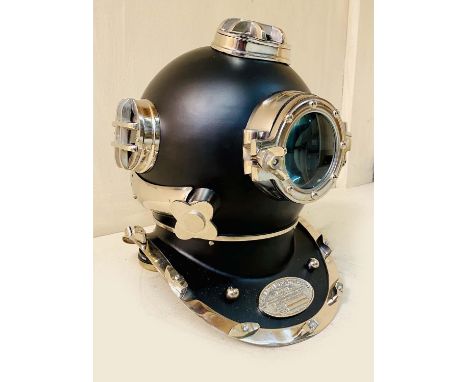 DECORATIVE REPRODUCTION DIVING HELMET, black finish, 46cm x 46cm x 45cm. 