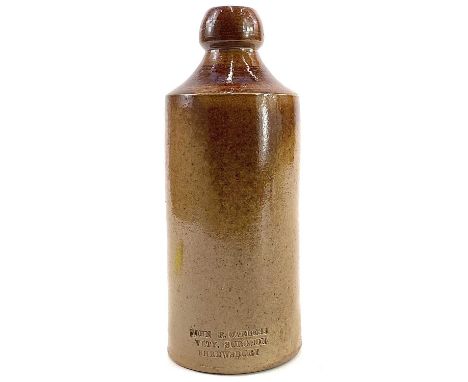 A 19th century brown saltglazed stoneware bottle. Impressed mark John R Carless, Vety. Surgeon Shrewsbury, height 20cm.No app