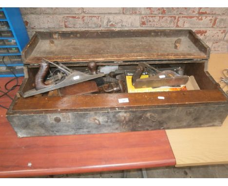 large wooden joiners toolbox and contents