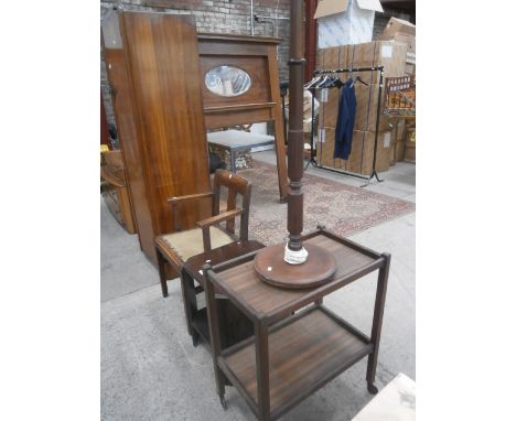4 off inc, oak dining chair, standard lamp, trolley etc