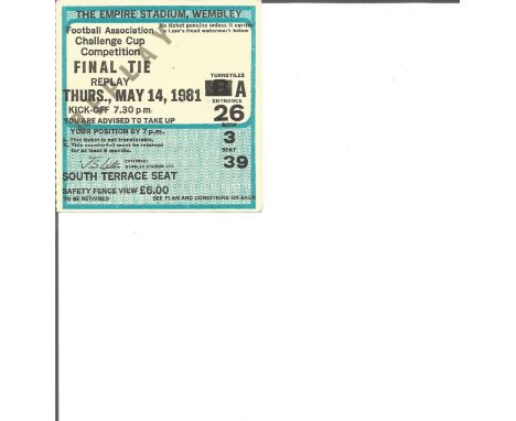 Tottenham Hotspur V Manchester City 1981 Fa Cup Final Replay Match Ticket. Good Condition. All signed pieces come with a Cert