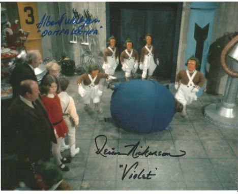 Willy Wonka &amp; The Chocolate Factory dual signed 10x8 photo. This beautiful hand-signed photo depicts a scene from the 197