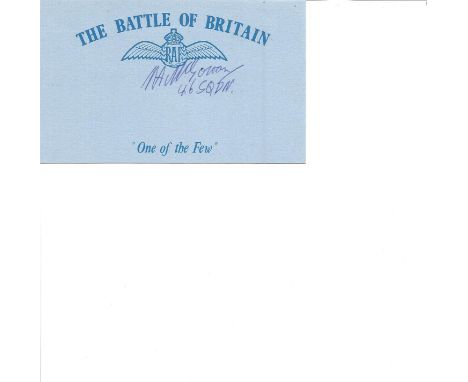 McGowan R 46 sqn Blue card with Battle of Britain logo. Good Condition. All signed pieces come with a Certificate of Authenti