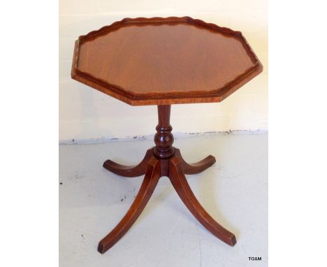 A mahogany lamp table with inlay to top 50cm high x 47cm diameter