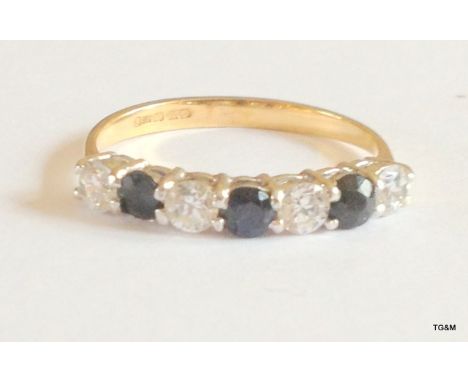 A 9 ct gold hallmarked ladies sapphire ring size K